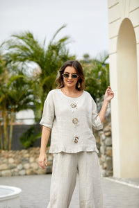 OFV Linen Top with buttons