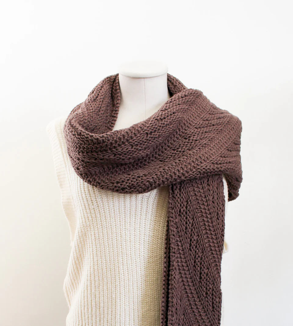By Chance Brown knitted scarf