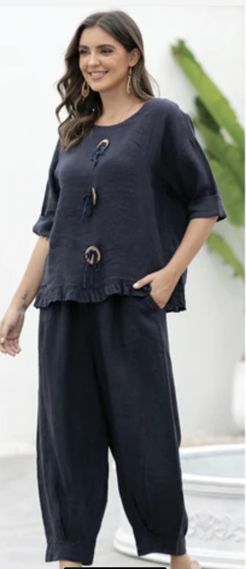 OFV Linen Top with buttons