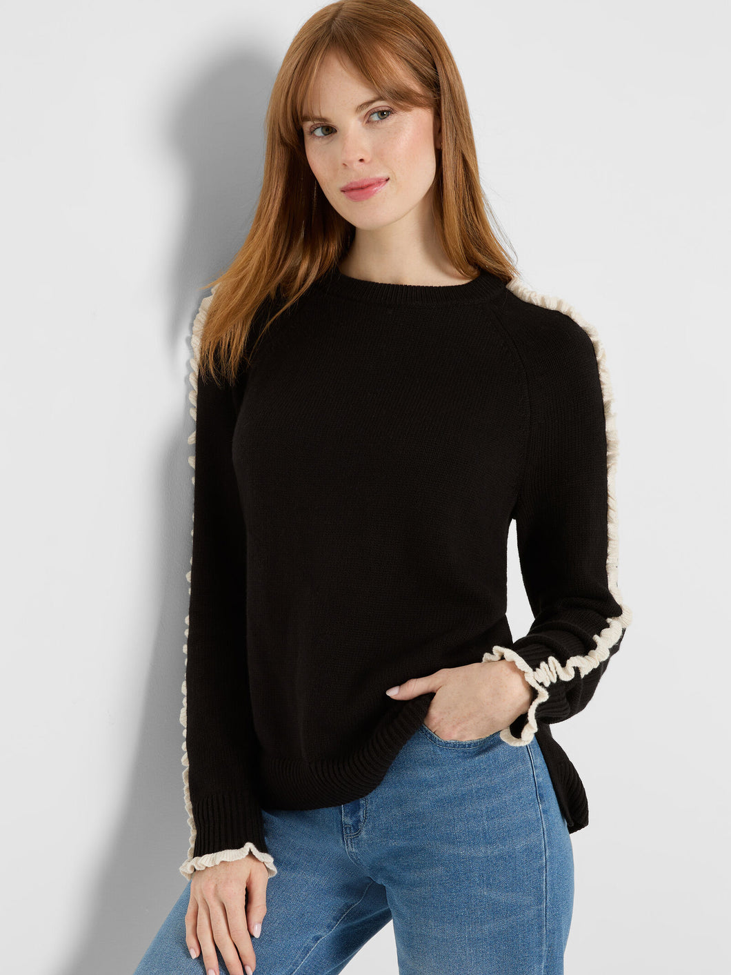 Nic+Zoe Petite Ruffle Down Sweater